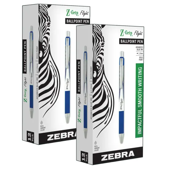 Z-Grip&reg; Flight Ballpoint Retractable Pen 1.2mm, Blue, 12 Per Pack, 2 Packs {1}