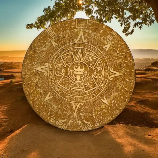 Aztec Mayan Calendar Wood Coaster/Disc qty 1 {3}