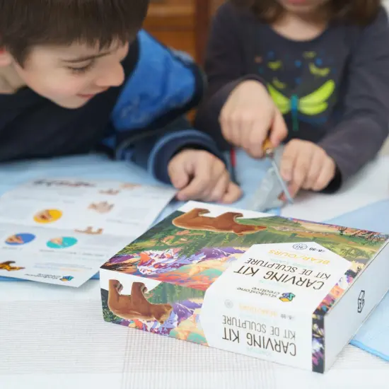 Mothers Day Gift - Bear & Wolf Double Soapstone Carving Kit {3}