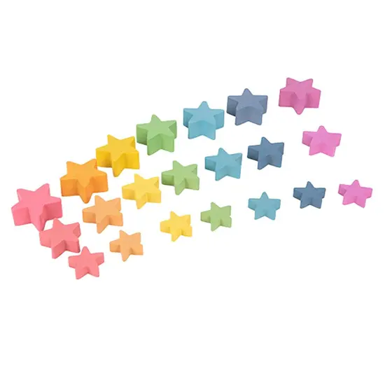 Rainbow Wooden Stars, Set of 21 {1}