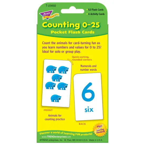 Counting 0-25 Pocket Flash Cards, 6 Packs {5}