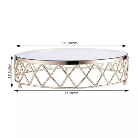 GOLD CLEAR 14" Round Metal Glass Geometric CAKE STAND {2}