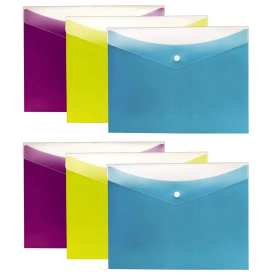 Dual Pocket Snap Poly Envelope, Letter Size, 3 Per Pack, 2 Packs {1}