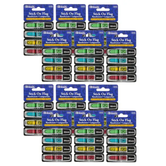 Neon Color Printed Sign Here Flags with Dispenser, 100 Per Pack, 12 Packs {1}