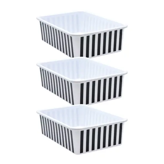 Black and White Stripes Large Plastic Storage Bin, Pack of 3 {1}
