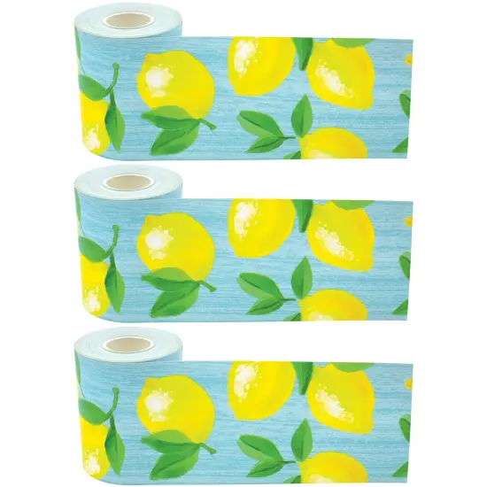 Lemon Zest Straight Rolled Border Trim, 50 Feet Per Roll, Pack of 3 {1}