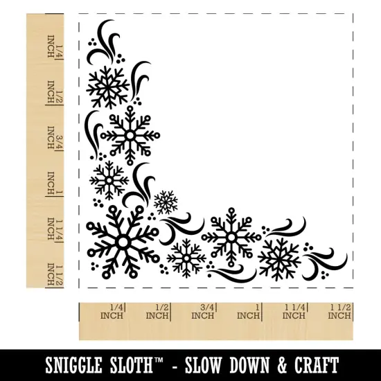 Snowflake Corner Winter Self-Inking Rubber Stamp Ink Stamper Black {1}