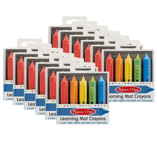 Learning Mat Crayons, 5 Assorted Colors Per Pack, 12 Packs {1}