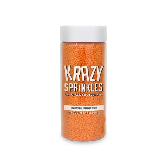 Krazy Sprinkles - Orange Mini Beads (1/2 Cup, 1x Jar) for Cakes, Ice Cream & Cookies {3}