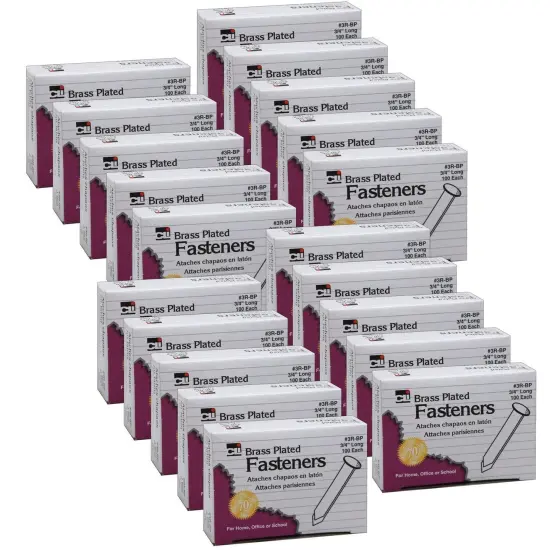 Brass Plated Paper Fasteners, 3/4", 100 Per Box, 20 Boxes {1}