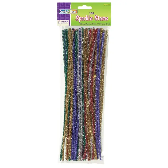 Jumbo Sparkle Stems, Assorted Colors, 12" x 6 mm, 100 Per Pack, 6 Packs {2}