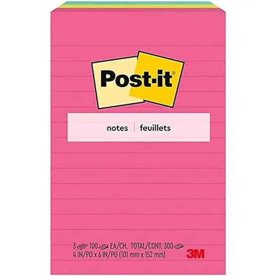 Notes, 4 in x 6 in, Poptimistic Collection, Lined, 3 Pads/Pack {2}