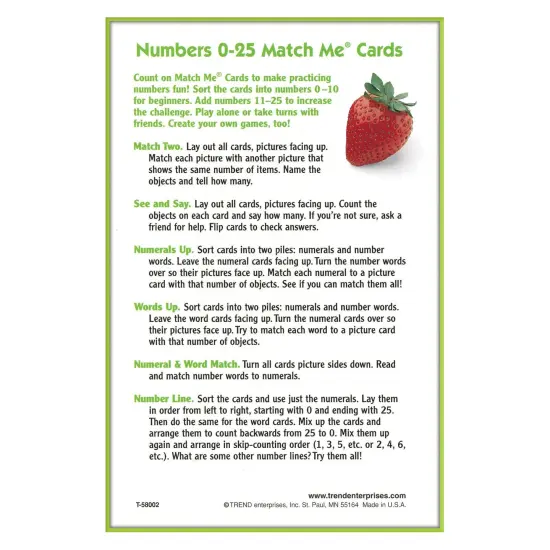 Numbers 0-25 Match Me Cards, 6 Sets {4}