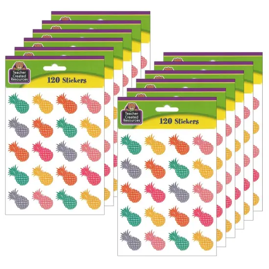 Tropical Punch Pineapples Stickers, 120 Per Pack, 12 Packs {1}