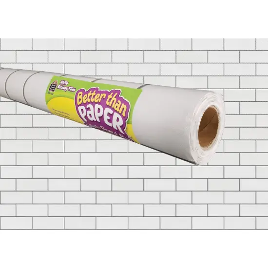 White Subway Tile Better Than Paper Bulletin Board Roll, 4' x 12', Pack of 4 {2}