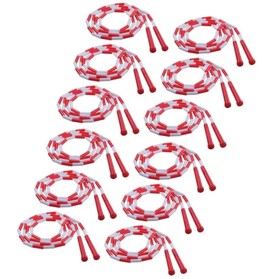Plastic Segmented Jump Rope 7', Red & White, Pack of 12 {1}