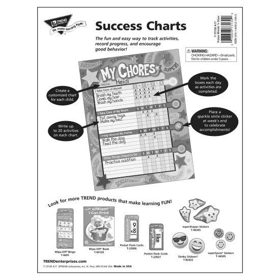 Praise Words 'n Stars Chore Charts, 25 Sheets Per Pad, Pack of 3 {4}
