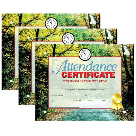 Attendance Certificate, 30 Per Pack, 3 Packs {1}