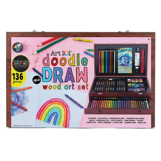 Doodle & Draw 136-Piece Multimedia Wood Art Set {1}