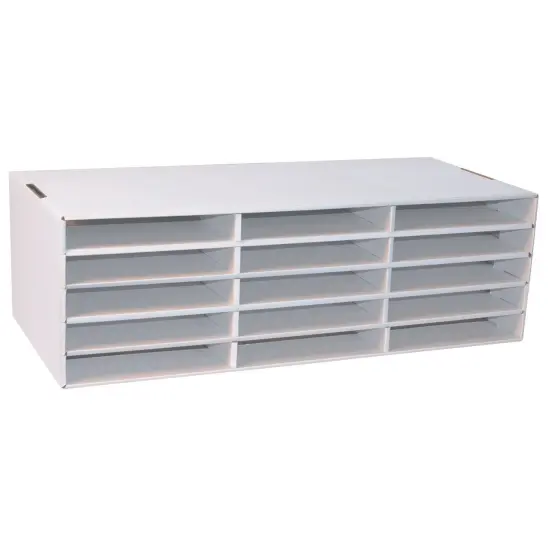 9" x 12" Construction Paper Storage, 15-Slot, White, 9-3/8"H x 29-1/4"W x 12-7/8"D {1}