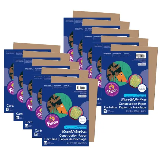Construction Paper, Light Brown, 9" x 12", 50 Sheets Per Pack, 10 Packs {1}