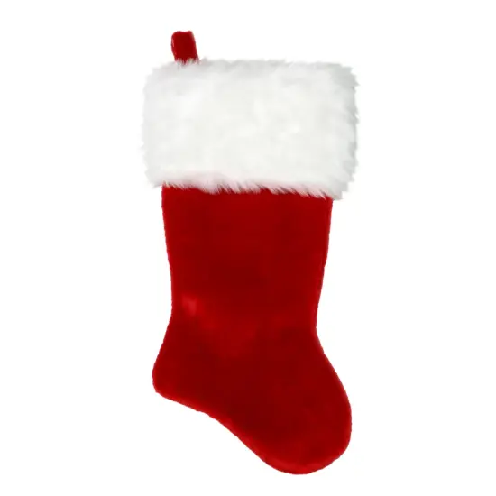 Northlight Plush Traditional Christmas Stocking with Cuff - 20" - Red and White {3}