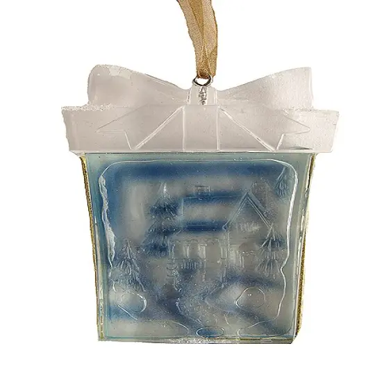 Roman 3" Crystal Elegance Winter Scene Present-Shaped Christmas Ornament Clear {1}