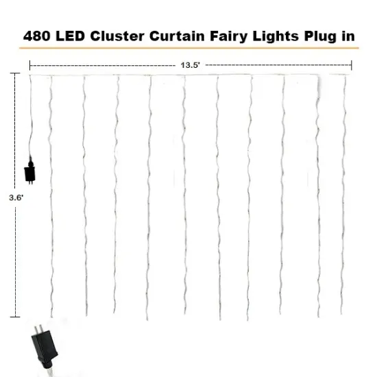 Perfect Holiday 480 LED Cluster Curtain Fairy Lights Plug in - Warm White {4}