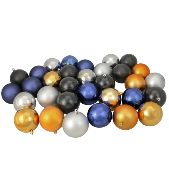 Northlight Shatterproof 2-Finish Christmas Ball Ornaments - 3.25" (80mm) - Black, Gold, Silver and Blue - 32ct {3}