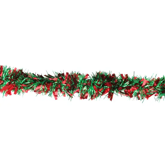 Northlight Wide Cut Tinsel Commercial Christmas Garland - 50' x 4" - Red and Green - Unlit {3}