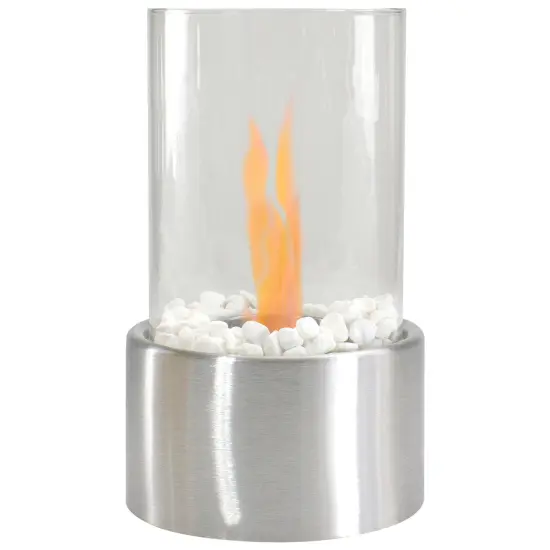 Northlight Bio Ethanol Round Portable Fireplace with Base - 10.5" - Silver {1}