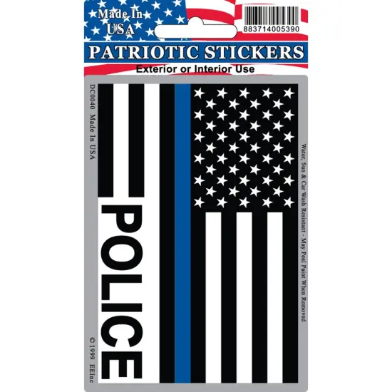 DC0040 Black U.S. Police Flag w/ Blue Line Sticker (3''x4.25'') {1}