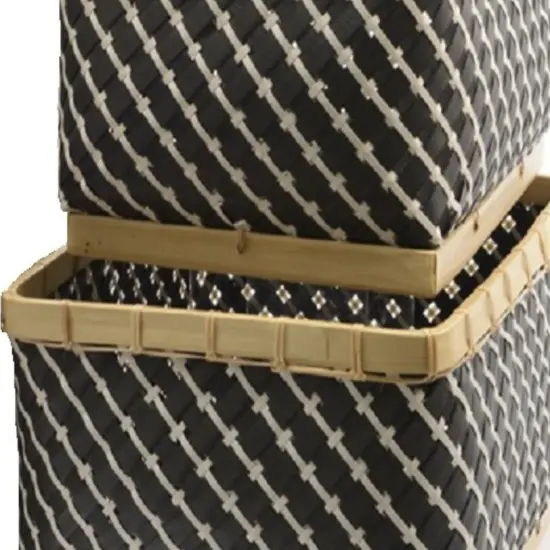 Kaemingk Set of 3 Gunmetal Gray and White Striped Baskets 18" {3}