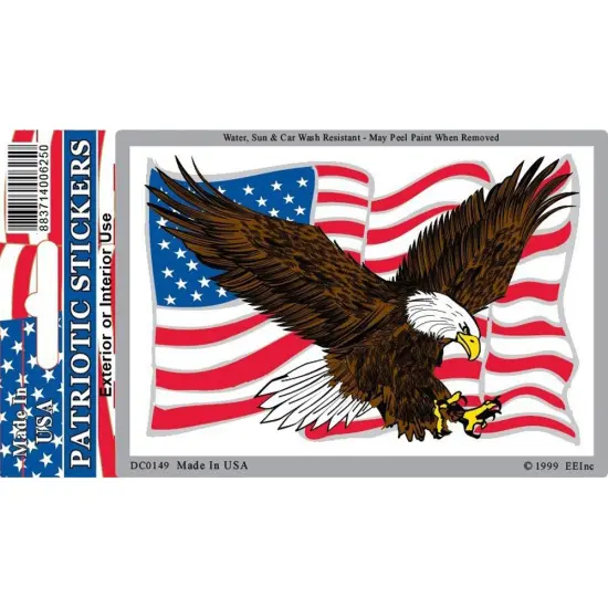 Bald Eagle & American Flag Sticker 2-3/4"X4" {1}
