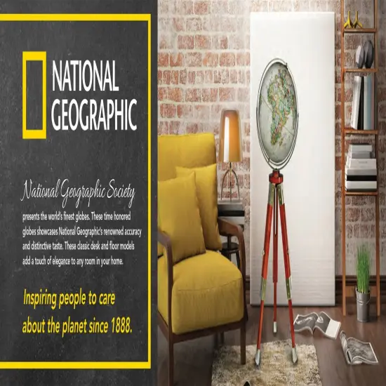 National Geographic Eaton III 16" Diameter Tripod Floor World Globe {3}