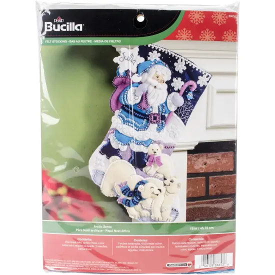 Bucilla Felt Stocking Applique Kit 18" Long-Arctic Santa {1}