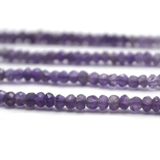 Amethyst Rondelle Beads, 12.5 Inch Gemstone Strands, Drilled Strung Nugget Beads, Faceted Round, 4mm, GemMartUSA (RLAA-70002) {2}