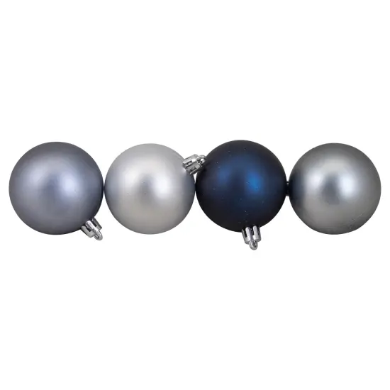 Northlight Shatterproof 3-Finish Christmas Ball Ornaments - 2.5" (60mm) - Silver and Blue - 60ct {3}