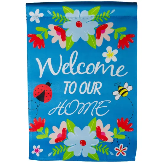 Northlight Welcome to Our House Outdoor Garden Flag - 12.5" x 18" Blue {3}