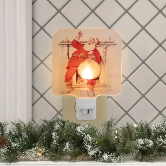 Northlight Norman Rockwell 'Filling the Stocking' Glass Christmas Night Light - 4" White {3}
