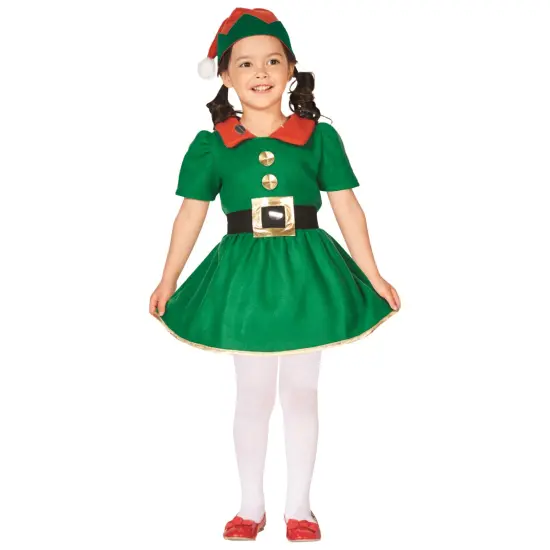 Northlight 28" Green and Red Girl's Elf Christmas Costume - 6-8 Years {3}