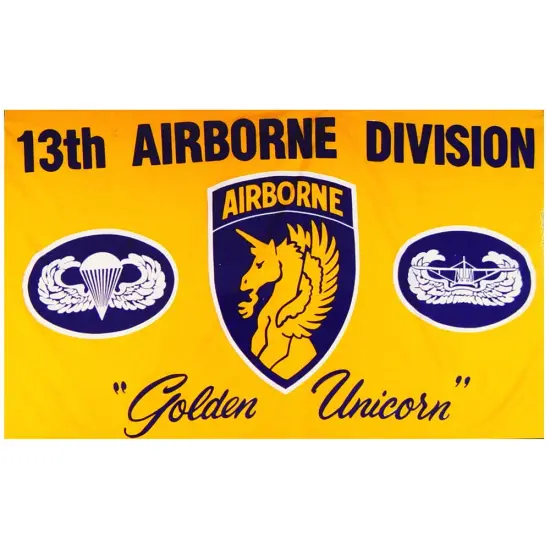 U.S. Army 13th Airborne Division Golden Unicorn Flag with Grommets 3ft x 5ft {1}