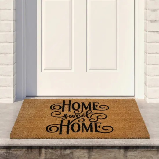 Northlight Natural Coir Rectangular "Home Sweet Home" Doormat 18" x 30" Brown {3}