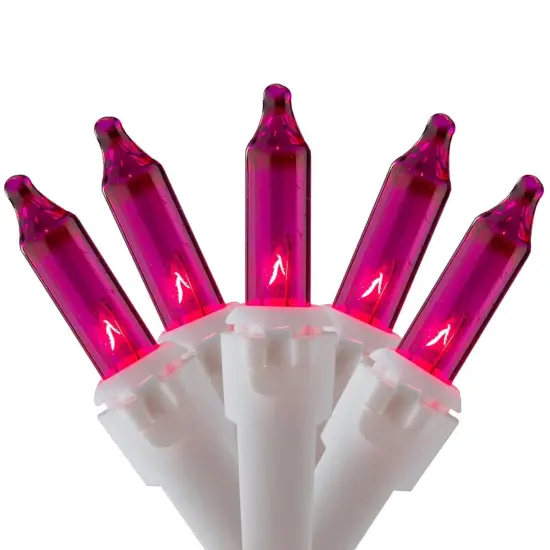 Brite Star Mini Icicle Christmas Lights - Pink - 7.75' White Wire - 100ct {4}