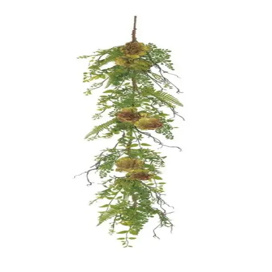 Select Artificials 5' x 8" Succulent Mixed Plant Fern Artificial Garland - Unlit Green {1}