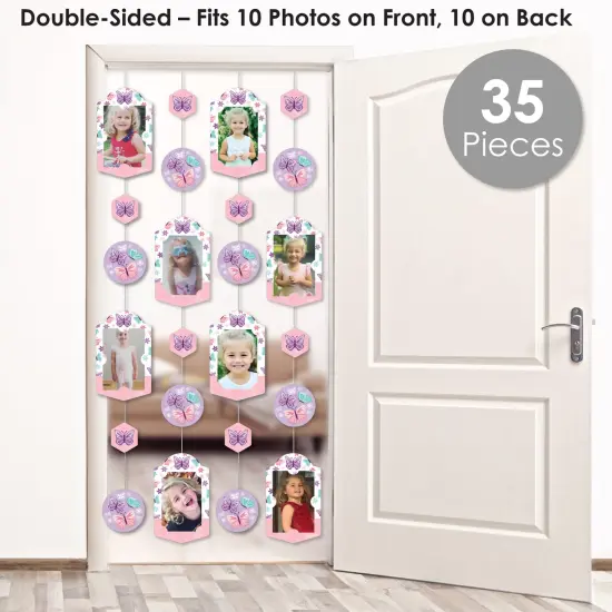 Big Dot of Happiness Beautiful Butterfly - Floral Baby Shower or Birthday Party Vertical Photo Garland 35 Pieces {3}