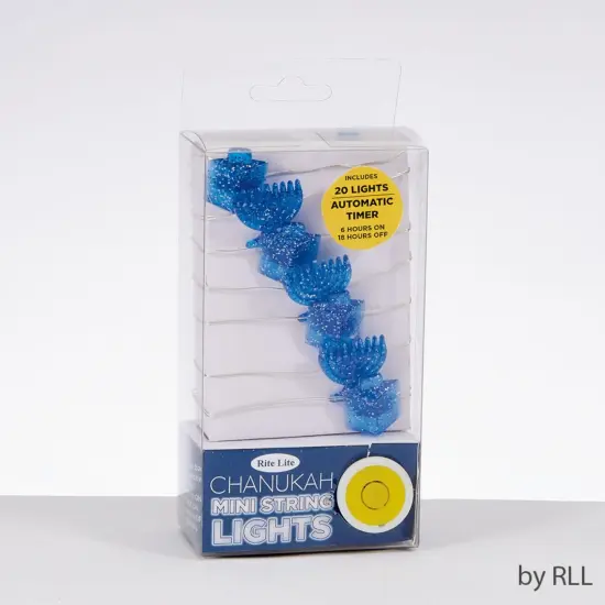 Rite Lite 20 Battery Operated Blue Micro LED Hanukkah Micro String Lights - 6 ft Silver Wire {3}