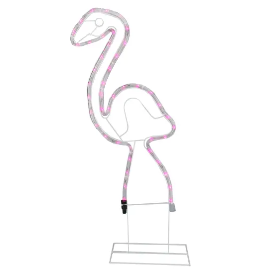 Northlight LED Rope Lighted Flamingo Silhouette Outdoor Summer Decoration - 24" - Pink Lights {3}