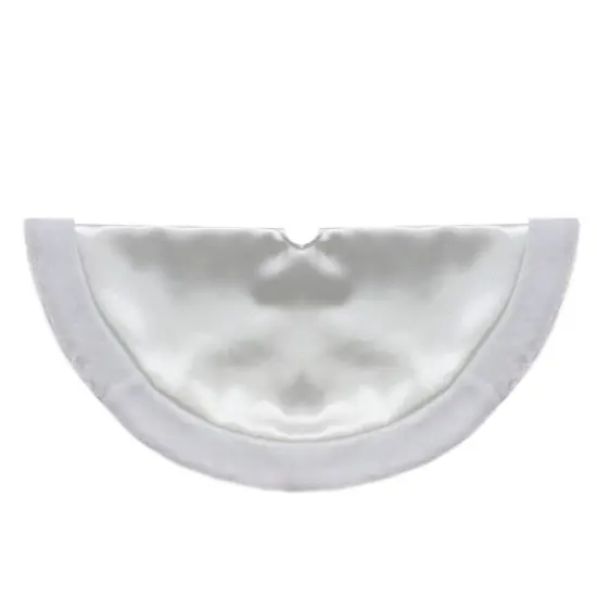 Northlight Mini Satin Christmas Tree Skirt with Faux Fur - 20" - White {1}