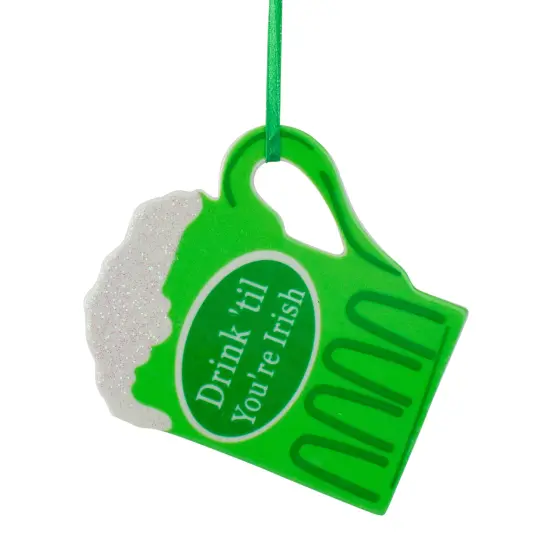 Kurt Adler 4" Luck of the Irish "Drink 'Til You're Irish" Beer Mug Christmas Ornament Green {1}